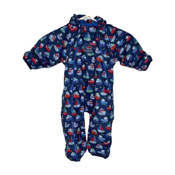 Jojo‎ Maman Bebe All in one boy Snowsuit size 3-6 Months Blue Nautical Theme - Picture 1 of 7